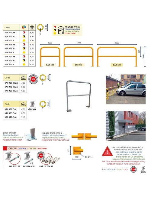 BARRERA BAR420GAL Ø40-2000X1000 GALVANIZADA BAR420Z