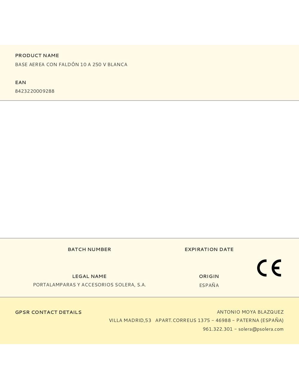 Base aerea con faldón 10 a 250 v blanca