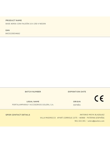 Base aerea con faldón 10 a 250 v negra