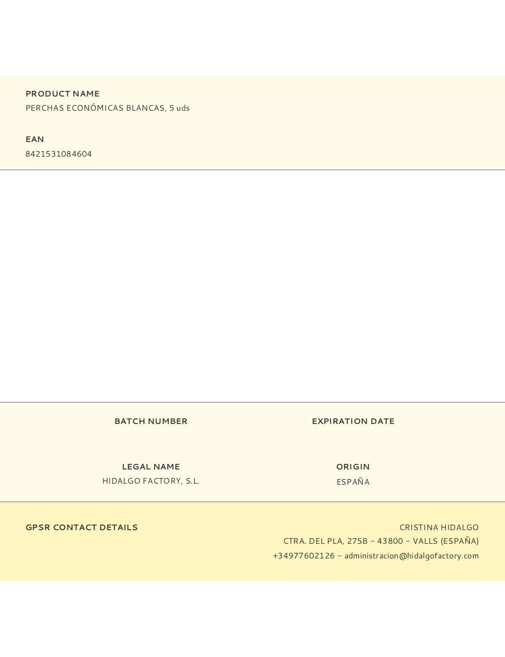 Perchas económicas blanco, 5 uds