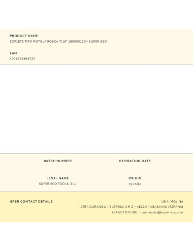 Soplete tipo pistola rosca 7/16" 1500001304 super ego