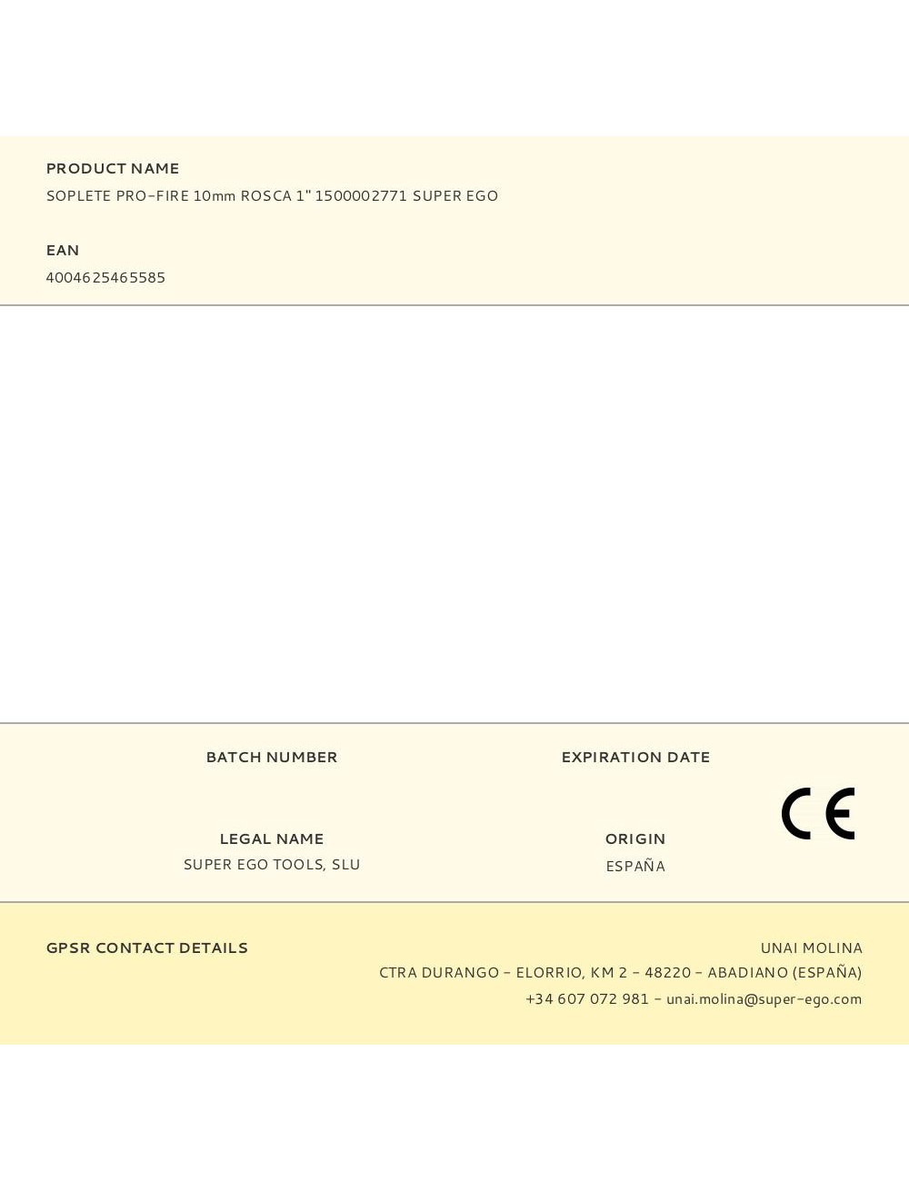 Soplete pro-fire 10mm rosca 1" 1500002771 super ego