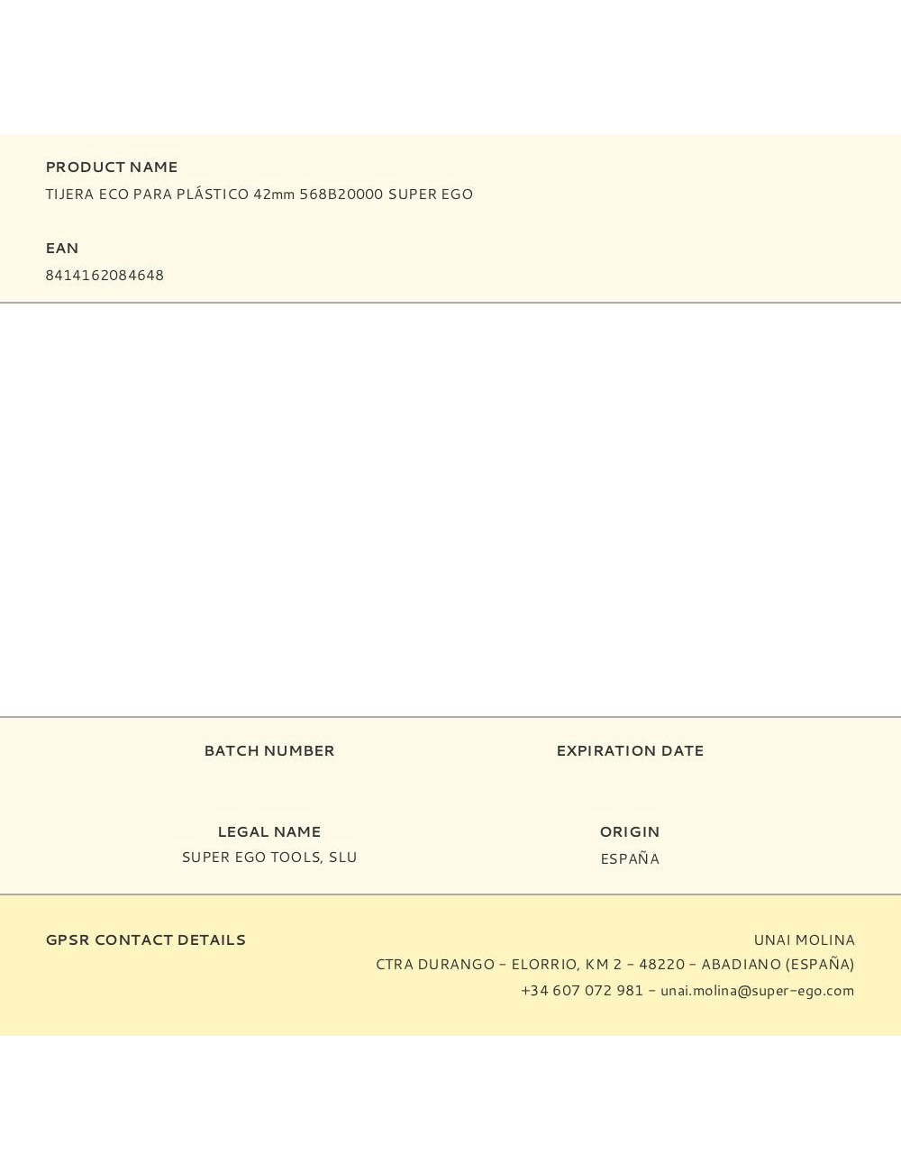 Tijera eco para plástico 42mm 568b20000 super ego