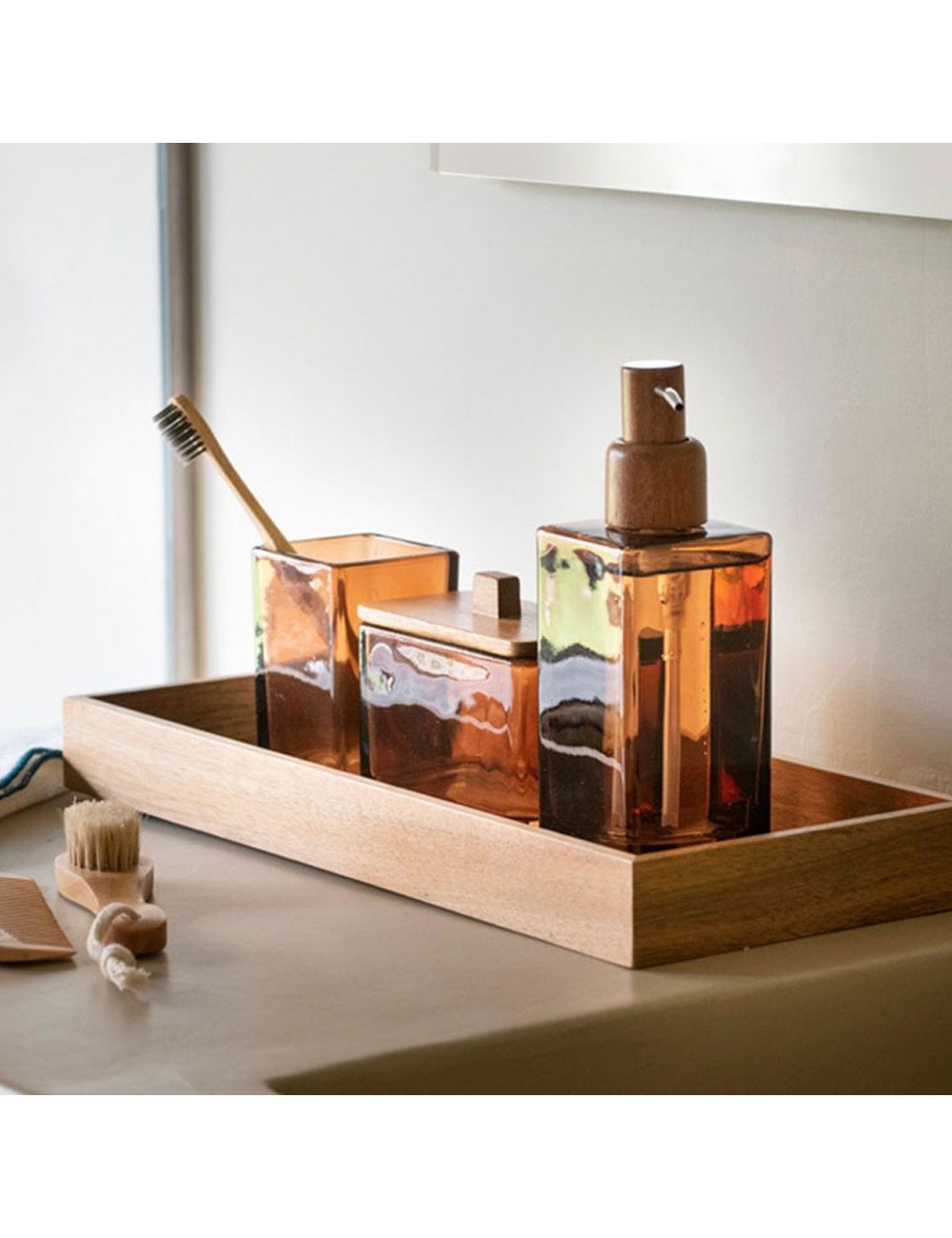 Caja decorativa de cristal marrón