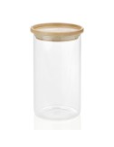 Bote de vidrio / madera ø9,5 x 17,5 cm