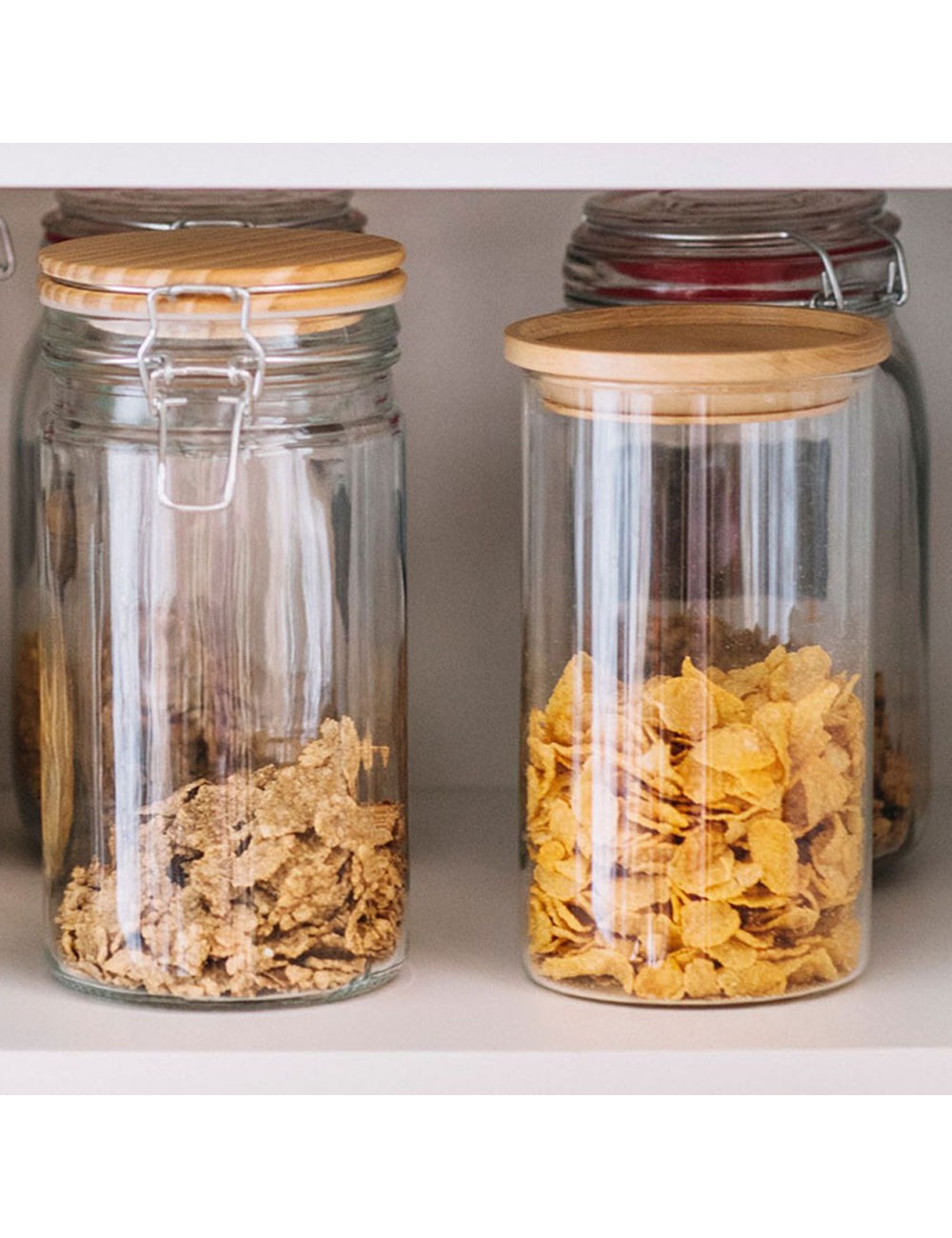 Bote de vidrio / madera ø9,5 x 17,5 cm