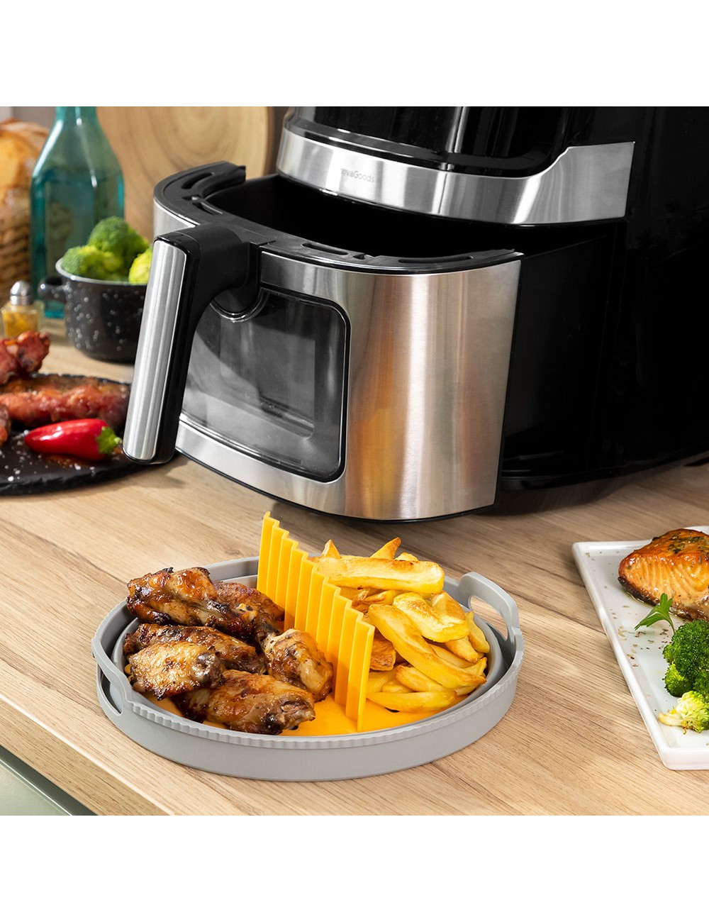 Cesta de silicona plegable para freidora de aire