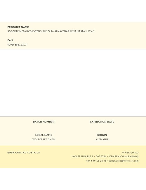 Soporte metálico extensible para almacenar leña hasta 1,17 m