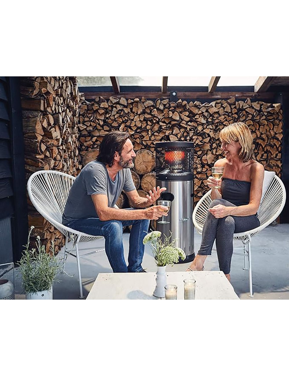 Estufa de gas de acero inoxidable para uso en exterior ø42 x 115 cm