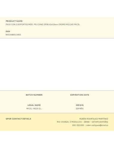 Pack con 2 soportes mod. pelicano sp08 42x53mm cromo m31245 micel