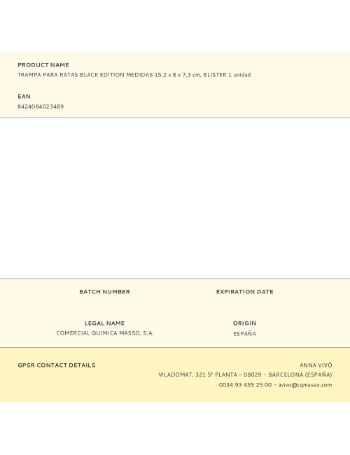 Trampa para ratas black edition medidas 15,2 x 8 x 7,3 cm, blister 1 unidad