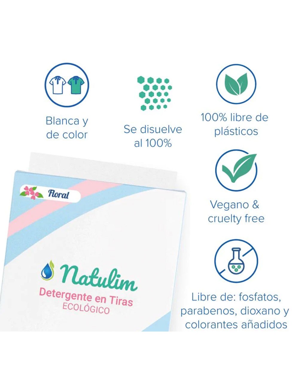 Detergente en tiras floral 40 lavados
