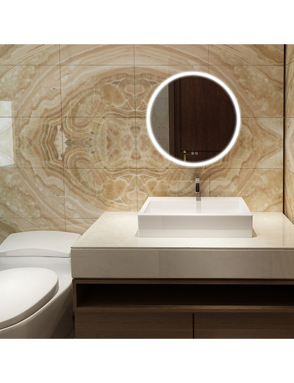 Espejo redondo con led 20 w 60 cm