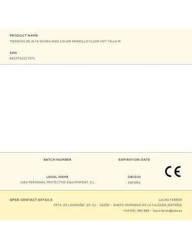 Tirantes de alta visibilidad color amarillo fluor hvt talla m