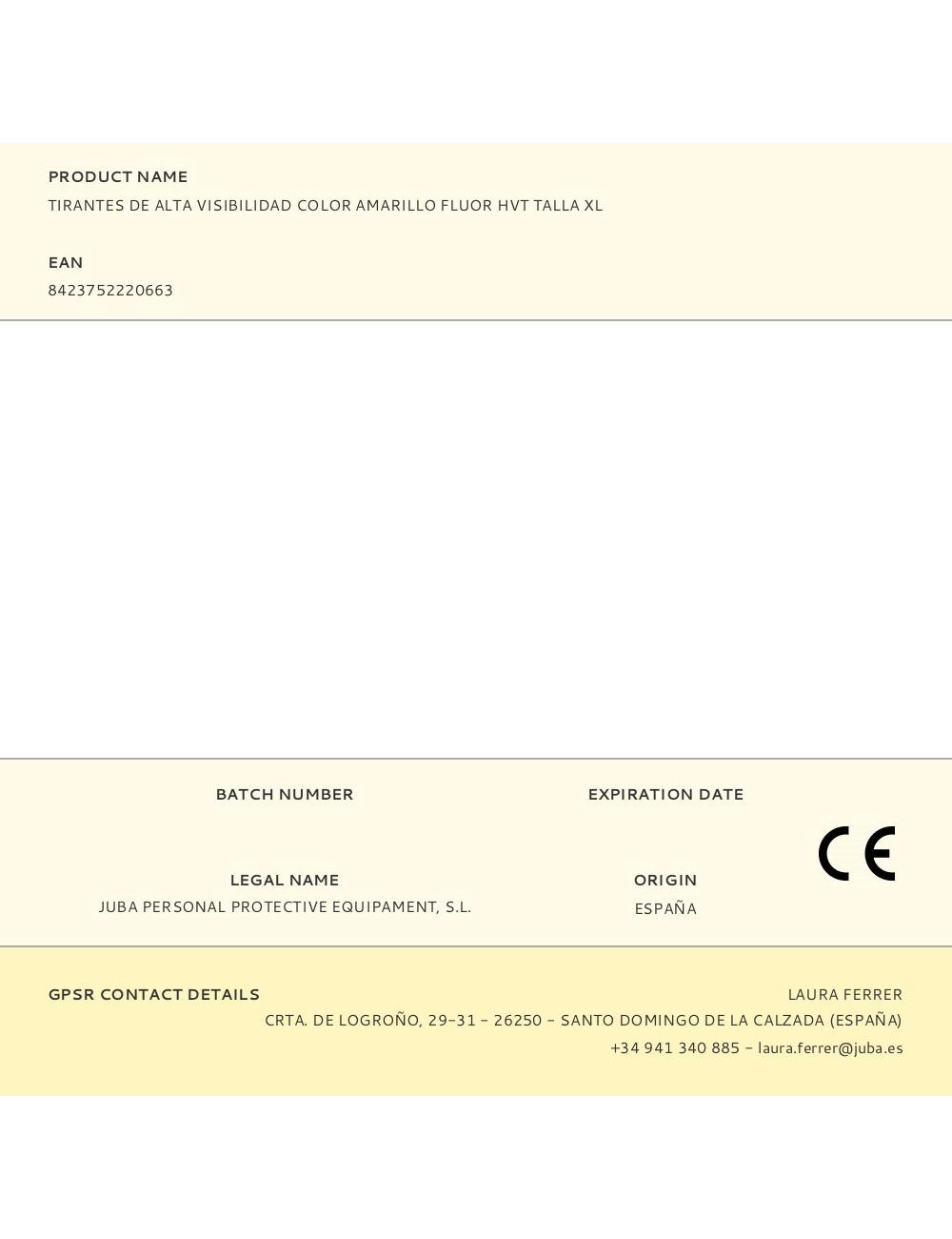 Tirantes de alta visibilidad color amarillo fluor hvt talla xl