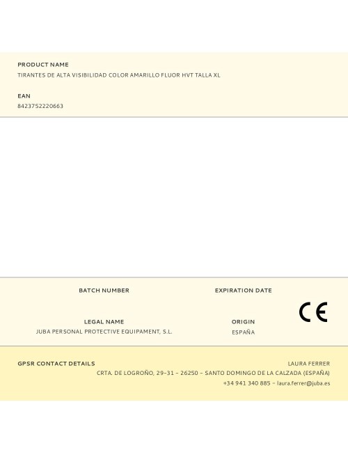 Tirantes de alta visibilidad color amarillo fluor hvt talla xl