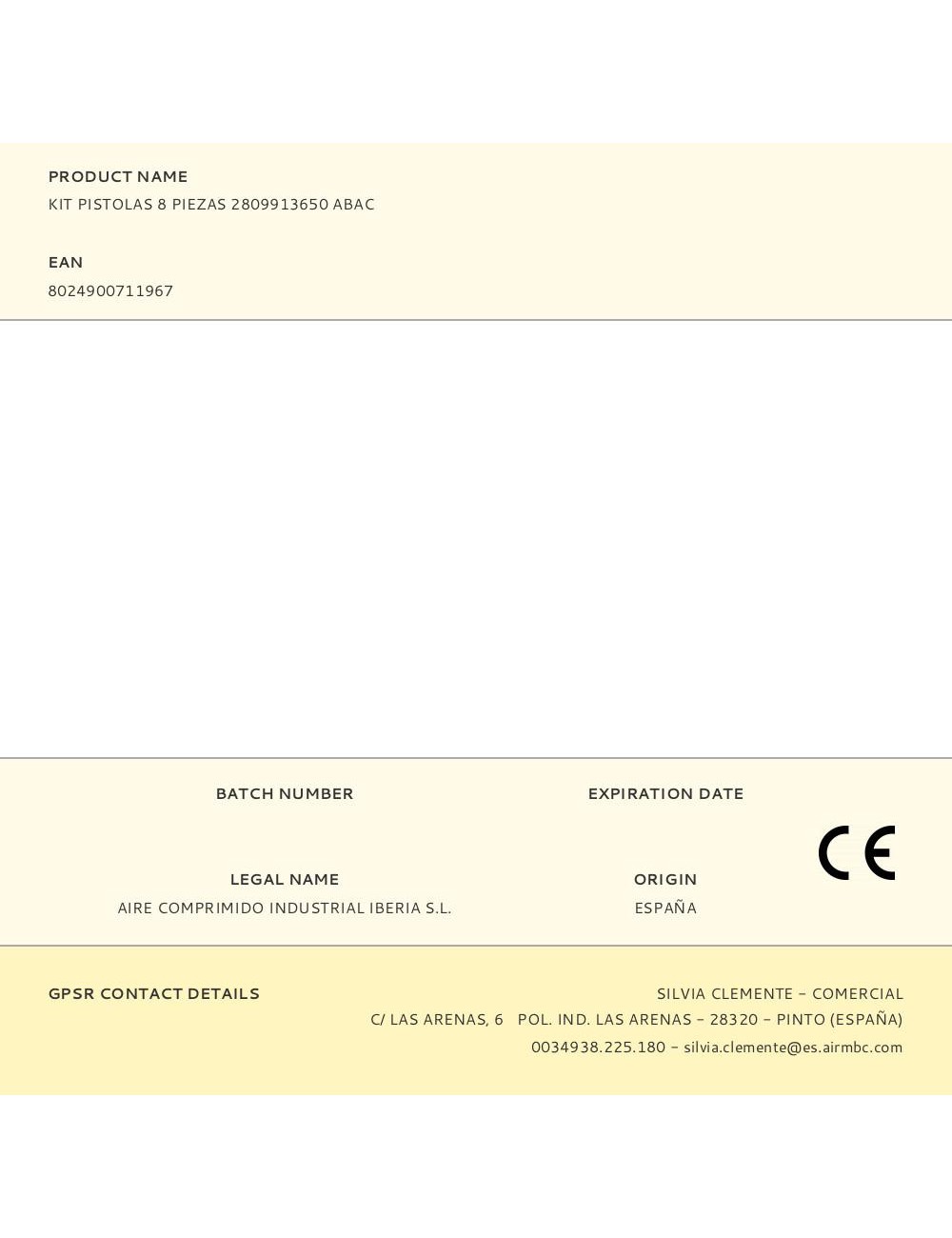 Kit pistolas 8 piezas 2809913650 abac