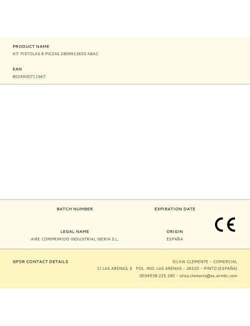 Kit pistolas 8 piezas 2809913650 abac