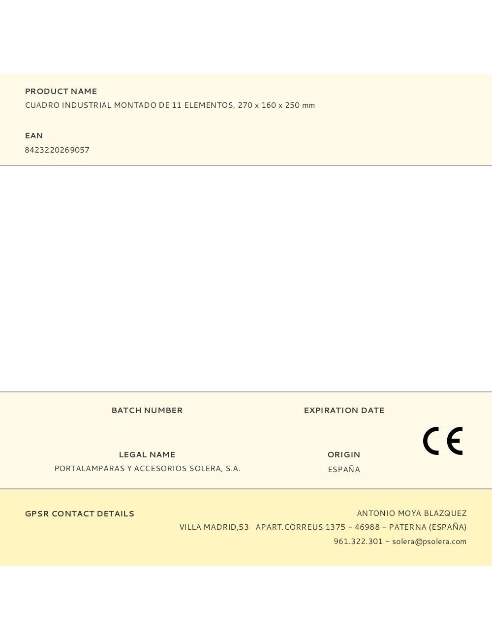 Cuadro industrial montado de 11 elementos, 270 x 160 x 250 mm