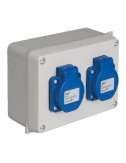 Caja estanca montada 153 x 100 x 65 mm con 2 bases tipo f 2p+t, 16a, 250v~, ip54