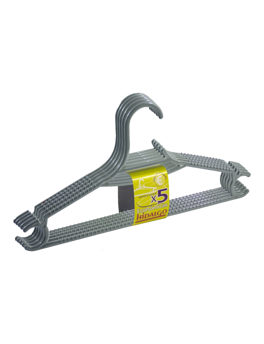 Perchas económicas color gris, 5 uds