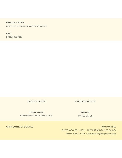 Martillo de emergencia para coche