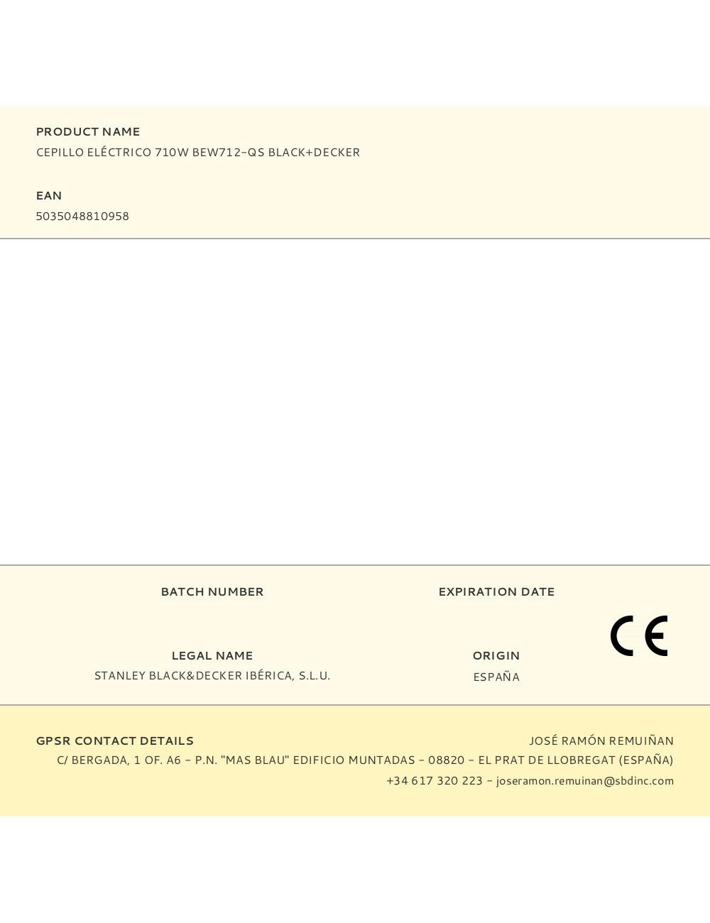 Cepillo eléctrico 710w bew712-qs black+decker