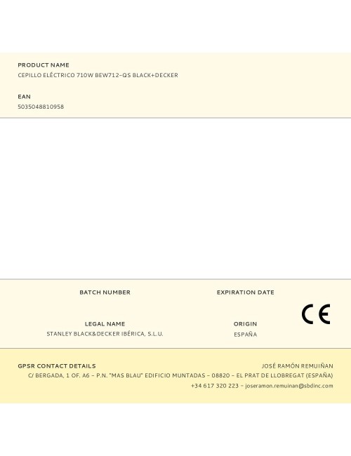 Cepillo eléctrico 710w bew712-qs black+decker