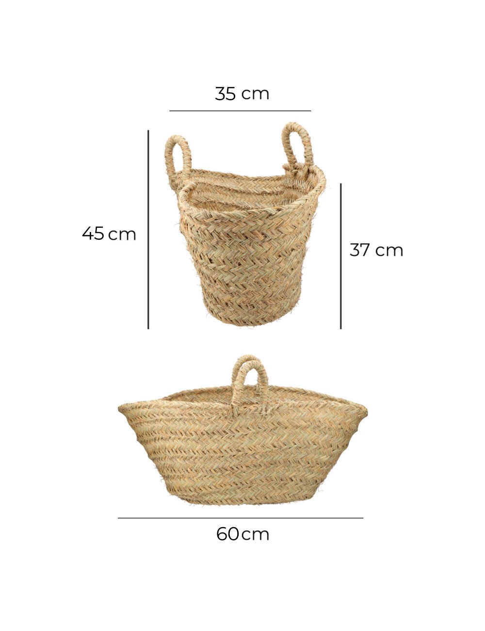 Cesta oval para leñero de esparto 60 x 35 x 45 cm