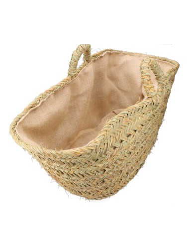 Cesta oval forrada para leñero de esparto 60 x 35 x 45 cm