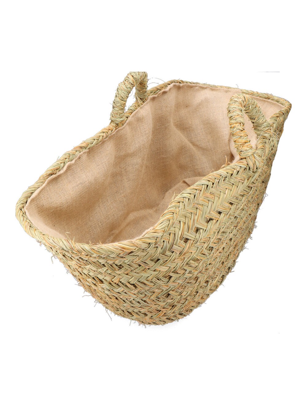 Cesta oval forrada para leñero de esparto 60 x 35 x 45 cm