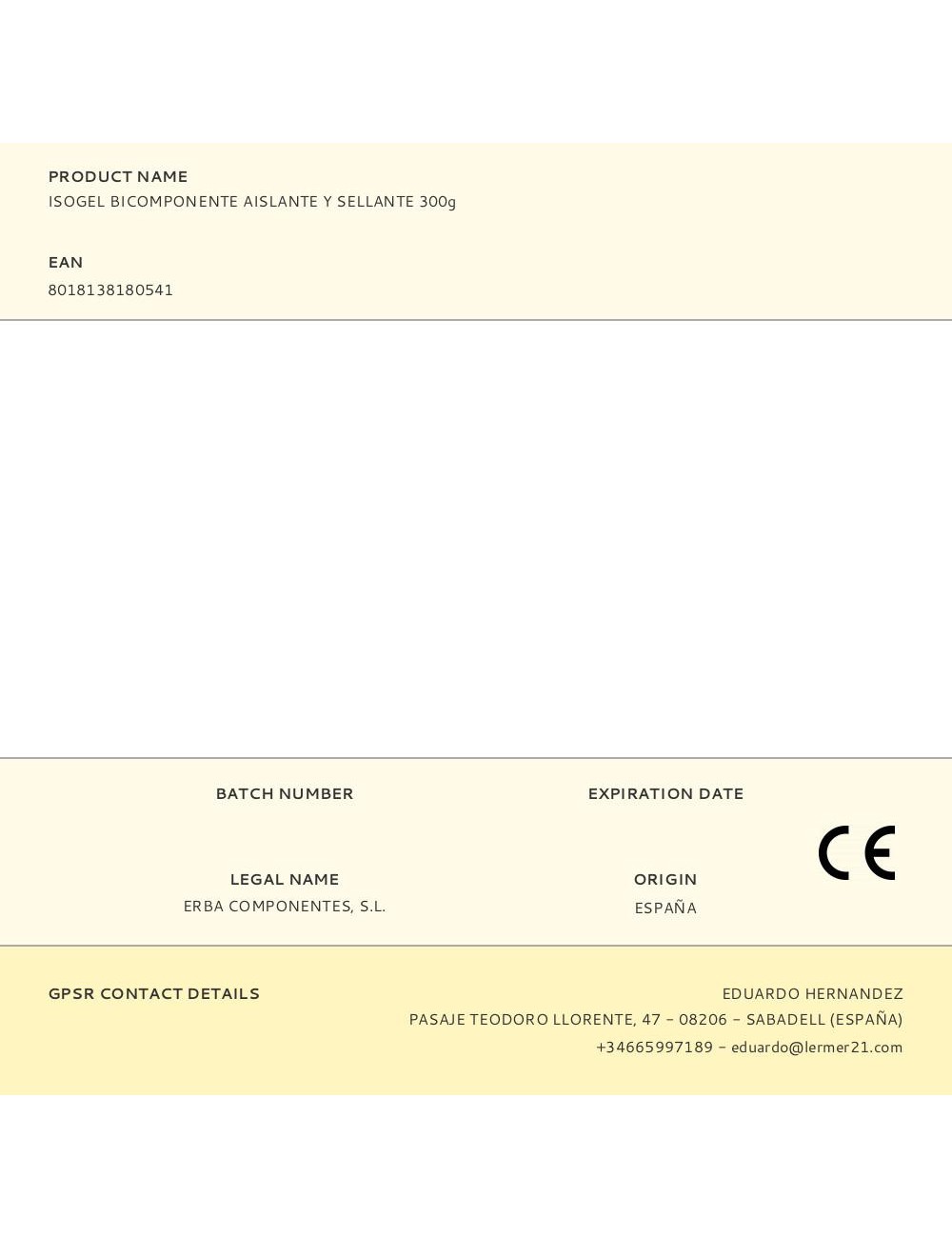 Isogel bicomponente aislante y sellante 300g