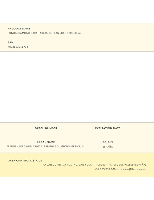 Funda diamond para tablas de planchar 120 x 38 cm