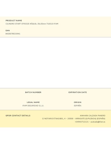 Cilindro start str3535 níquel 35x35mm 716510 ifam