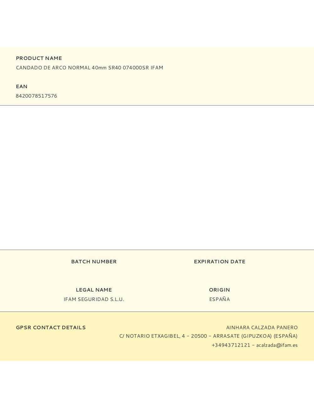Candado de arco normal 40mm sr40 074000sr ifam