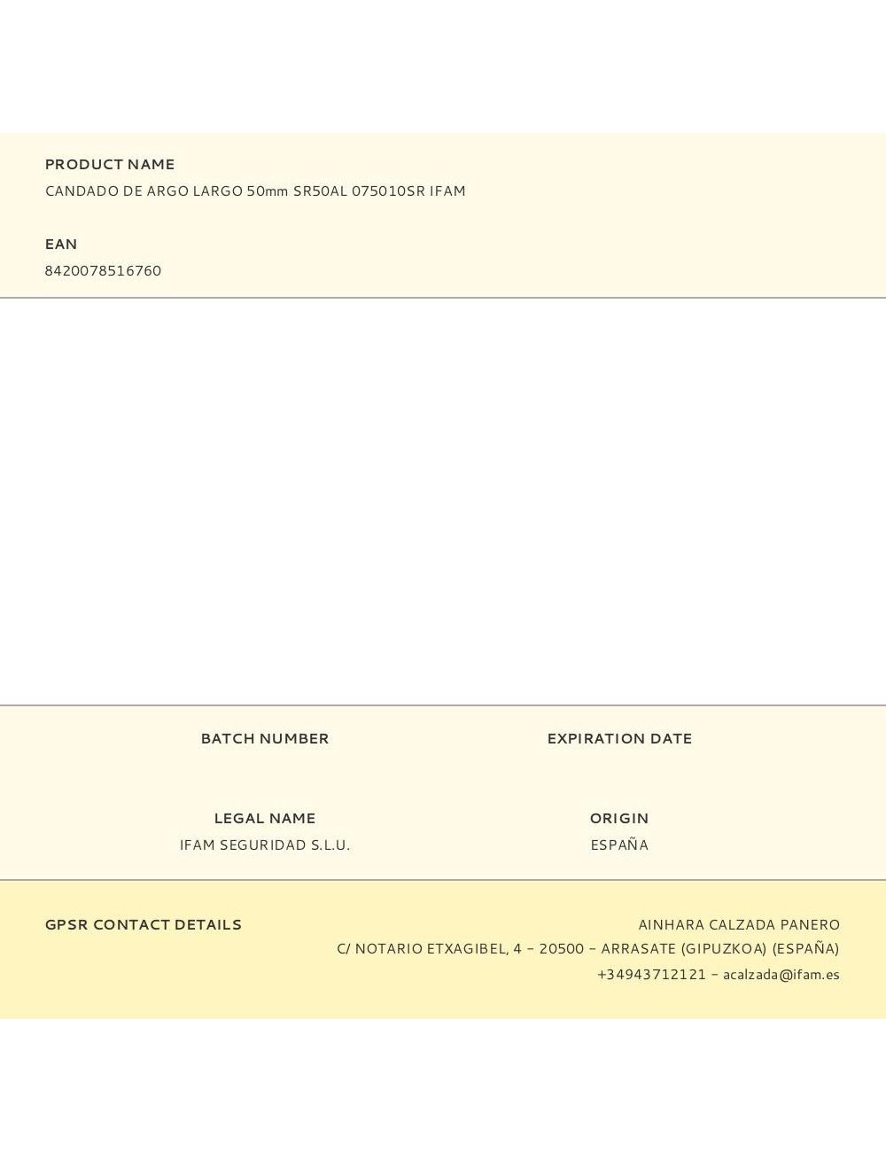 Candado de argo largo 50mm sr50al 075010sr ifam