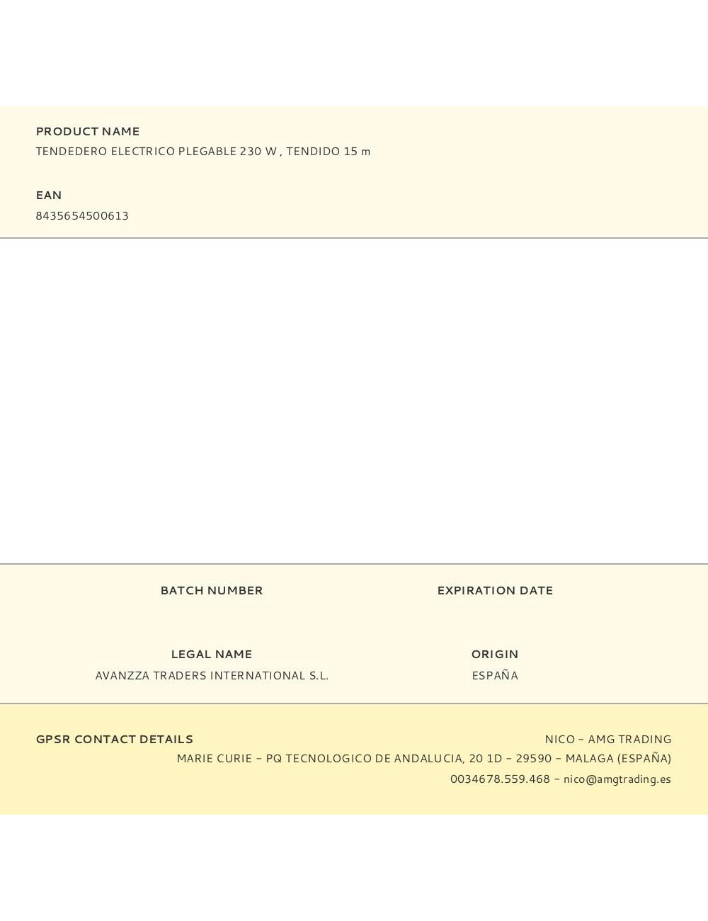 Tendedero electrico plegable 230 w , tendido 15 m