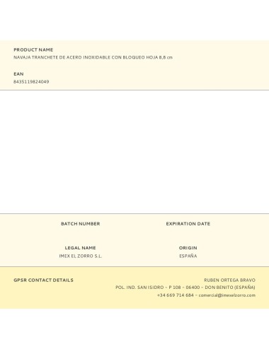 Navaja tranchete de acero inoxidable con bloqueo hoja 8,8 cm