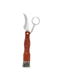 Navaja setas acero inoxidable con llavero + funda hoja 6,5 cm