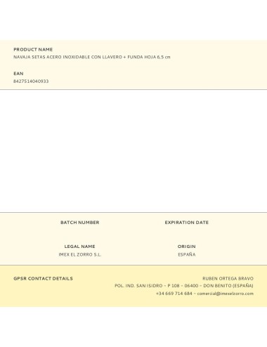 Navaja setas acero inoxidable con llavero + funda hoja 6,5 cm