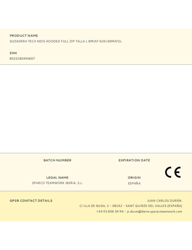 Sudadera tech ndis hooded full zip talla l bm/af 02414bmaf3l