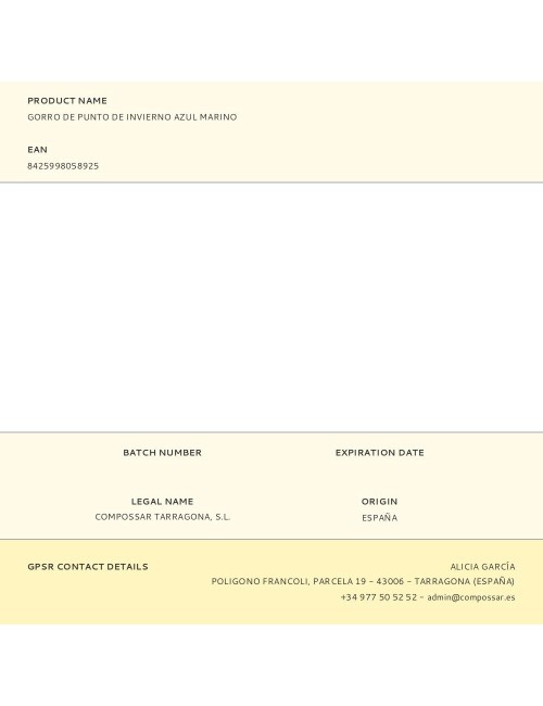 Gorro de punto de invierno azul marino