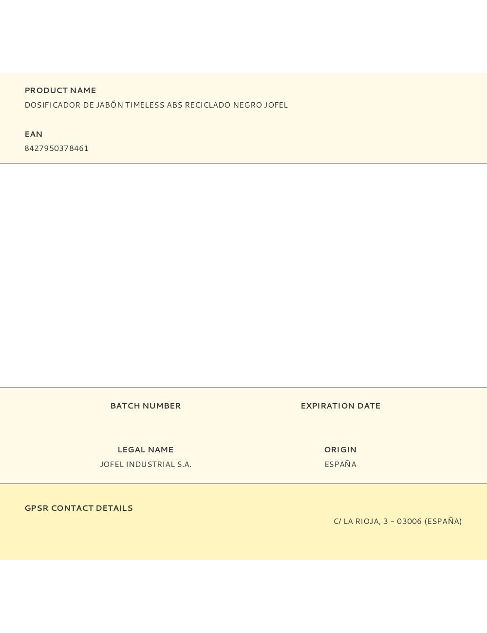 Dosificador de jabón timeless abs reciclado negro jofel