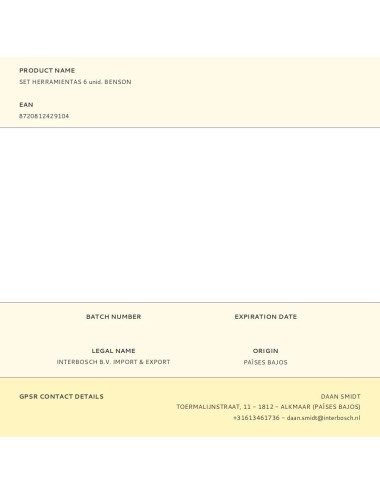 Set herramientas 6 unid. benson