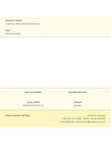 Plantilla para calzado carbono