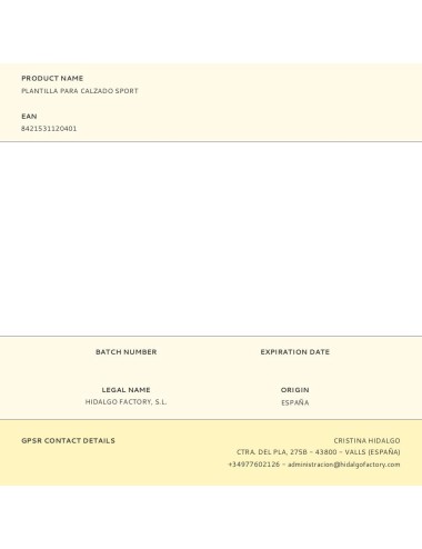 Plantilla para calzado sport