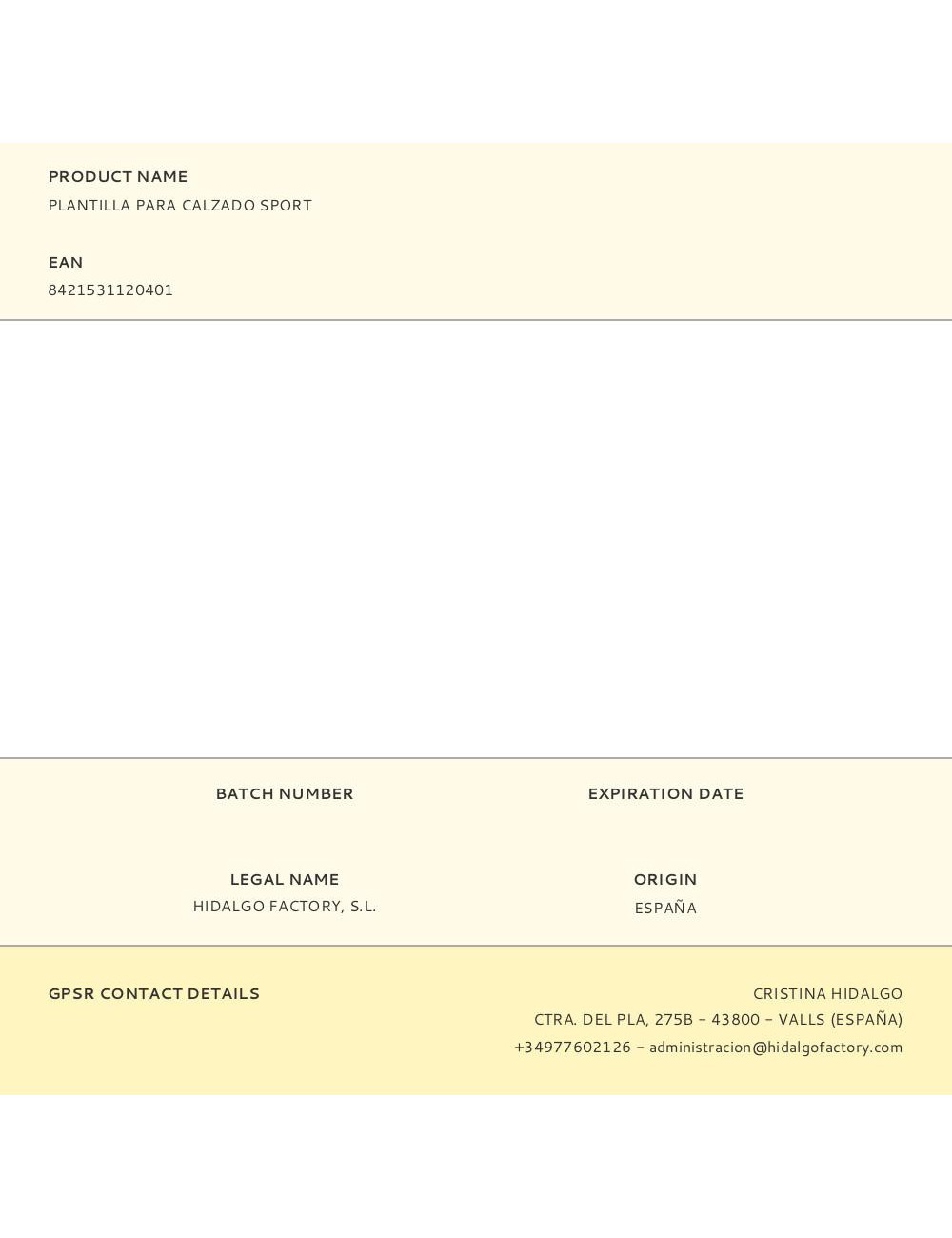 Plantilla para calzado sport