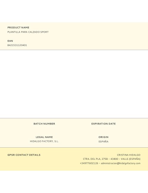 Plantilla para calzado sport