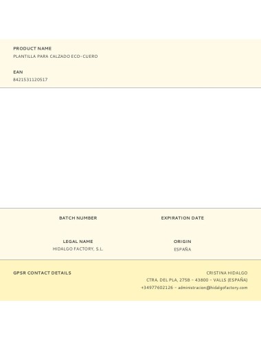 Plantilla para calzado eco-cuero