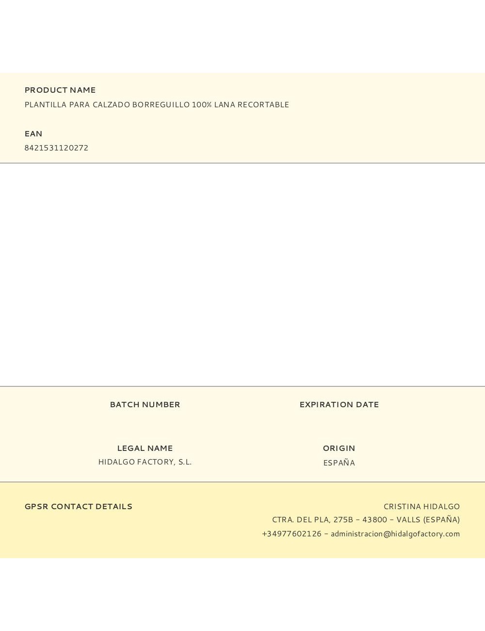 Plantilla para calzado borreguillo 100% lana recortable